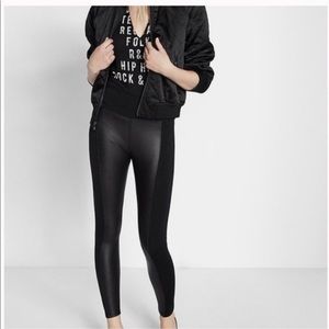 Express Black Faux Leather Front Panel Leggings